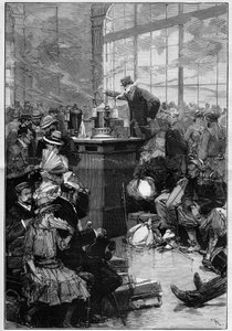 Maßnahmen gegen die Cholera-Epidemie in Toulon: der Desinfektionsraum des Bahnhofs Lyon, Paris. Gravur in „Le Monde Illustré“ von Unknown artist