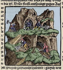 Bergwerke im 15. Jahrhundert. Stich aus Johann Stumpffs „Den Edlen Strength Besten Fromen“, Anfang 16. Jahrhundert von Unknown artist
