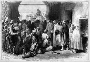 Mont de Piete in Algier, Algerien. Gravur in "Le Monde illustré" 1883. Private Sammlung.