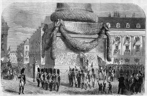 Morgen des Nationalfestes am 15. August 1864 am Fuße der Säule des Place Vendôme in Paris. Gravur in „Das Illustrierte Universum“. von Unknown artist