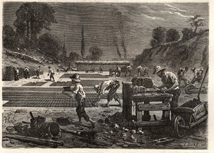 Moulage des bricques - Ziegelherstellung - Gravur in 