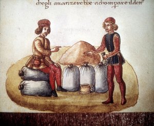 Verhandlung über Getreidepreise. Manuskript aus dem 15. Jahrhundert. Biblioteca Nazionale de Florence von Unknown artist