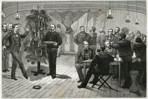 In der Weihnachtsnacht an Bord der La Vega, einem im Eis des Polarkreises gefangenen Schiff, ersetzte die Besatzung den Tannenbaum durch Schwimmholz, eine Wand aus Weidenzweigen, geschmückt mit Papier und Kerzen sowie verschiedenen kleinen Gegenständen, di von Unknown artist