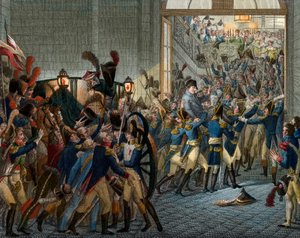 Hundert Tage: Napoleon Bonaparte (1769-1821) kehrt aus seinem Exil auf der Insel Elba zurück - triumphaler Einzug am 20. März 1815 im Palais des Tuileries - Gravur 19. Jahrhundert von Unknown artist