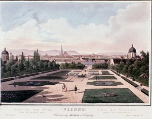 Überblick über Wien vom Belvedere, Österreich. Gravur von 1830 Private Sammlung