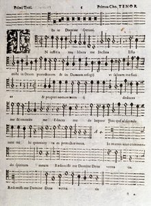 Seite der Partitur der Psalmen (op 16) von Ludovico Viadana
