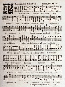 Seite der Partitur von Psalmen (op 16) von Ludovico Viadana