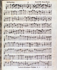 Seite der Partitur von Sinfonie musicali von Ludovico Viadana von Unknown artist