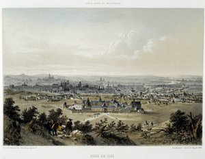 Paris im Jahr 1620, Gesamtansicht von der Butte Chaumont - Lithografie von Unknown artist