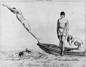 Pariser Karikatur: Schwimmer, Männer tauchen von einem Boot - der höchste Bon-Ton, Nr. 15, Musée Carnavalet von Unknown artist