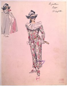 Peppe-Kostüm als Harlekin für die Oper „Paillasse“ (Pagliacci, Clowns) von Ruggero Leoncavallo (1857-1919) von 1892. Paris, Bibliothek des Opernmuseums