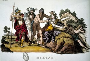 Perseus und die Medusa, eine der drei Gorgonen - im „Dizionario mitologico“ von Unknown artist