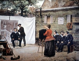 Wanderfotograf in Frankreich im Jahr 1890.