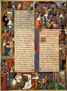 Pietätszene: König Ludwig IX. (1214-1270) (Saint Louis) wäscht den Armen die Füße, der König betet und Szenen christlicher Nächstenliebe des Königs von Unknown artist