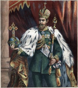 Ganzkörperporträt von Alexander III. (1845-1895), Kaiser von Russland. Gravur von 1892.