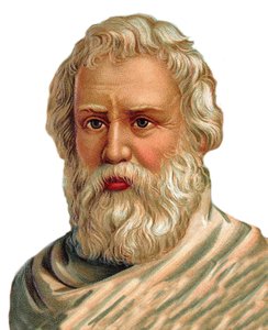 Porträt von Archimedes von Syrakus - Griechischer Mathematiker, Physiker, Ingenieur, Erfinder - Archimede von Syrakus - Chromolithographie von Unknown artist