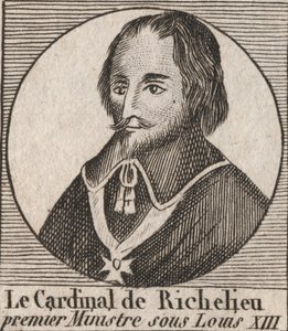 Porträt von Armand Jean du Plessis de Richelieu (1585-1642), Kardinal Herzog von Richelieu, Hauptminister von König Ludwig XIII. - Kardinal Richelieu, Hauptminister von König Ludwig XIII. von 1624 bis 1642 - Gravur aus „Unterricht über die Geschichte Frank