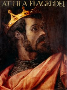 Porträt von Attila (395-453) König der Hunnen. Anonymes 17. Jahrhundert Gemälde der „Raccolta Gioviana“ Florenz, Galleria degli Uffizi von Unknown artist