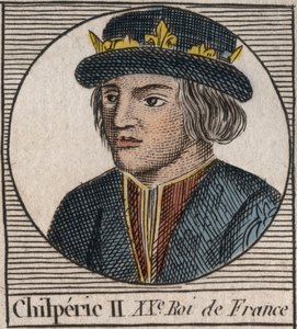 Porträt von Chilperich II. (ca. 670-721), König von Neustrien - Gravur aus „Anleitung zur Geschichte Frankreichs“ von Charles Constant Le Tellier 1821