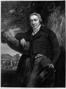 Porträt von Edward Jenner (1749-1823), englischer Arzt und Naturforscher, Erfinder des Pockenimpfstoffs. Nach einer zeitgenössischen Gravur. Gravur in „La Nature: revue des sciences et de leurs applications aux arts et a l