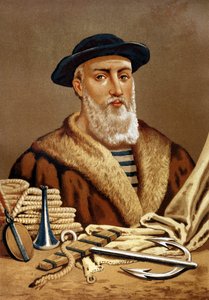 Porträt von Ferdinand Magellan, portugiesischer Navigator (1480-1521). nach „Hombres y Mujeres celebres“. Barcelona 1877
