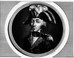 Porträt von Francois Hanriot (1761-1794), französischer Revolutionär. Gravur in 