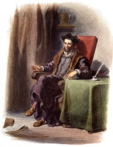 Porträt von François Rabelais sitzend (1483-1553) - in „Le Plutarque français“, Ed. Mennechet von Unknown artist