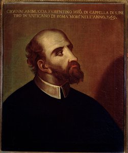 Porträt von Giovanni Animuccia (1514 ca-1571) italienischer Komponist Anonymes Gemälde. 16. Jahrhundert Bologna Civico museo Bibliografico