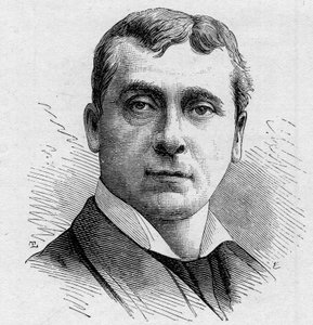 Porträt von Gustave Worms (geb. 1836), französischer Komödiant, Mitglied der Comédie-Française von 1858 bis 1900. Gravur in „Le Monde Illustré“ Nr. 1168 vom 16. August 1879