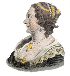 Porträt von Henriette Marie von Frankreich (1609-1669), Königin von England. Gravur aus dem 19. Jahrhundert