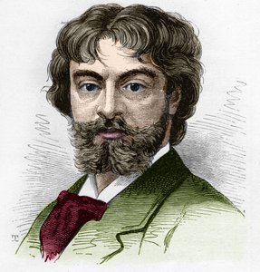 Porträt von Jean Sully Mounet, genannt Mounet-Sully (Mounet Sully) (1841-1916), französischer Schauspieler, Mitglied der Comédie-Française. Gravur in „Le Monde Illustré“ Nr. 1168 vom 16. August 1879 von Unknown artist