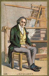 Porträt von Joseph Marie Jacquard (1752-1834), französischer Mechaniker vor seinem automatischen Webstuhl. von Unknown artist