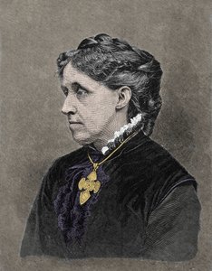 Porträt von Louisa May Alcott (1832-1888), amerikanische Schriftstellerin. Farbgravur aus dem 19. Jahrhundert