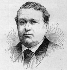 Porträt von M. Thiron, französischer Komödiant, Mitglied der Comédie-Française von 1852 bis 1889. Gravur in „Le Monde Illustré“ Nr. 1168 vom 16. August 1879.