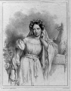 Porträt von Maria Garcia, genannt die Malibran (1808-1836), Sängerin in „Norma“ von Bellini von Unknown artist