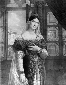 Porträt von Maria Garcia, genannt die Malibran (1808-1836), Sängerin in der Rolle der Desdemona für „Othello“ von Gioachino Rossini. Teatro alla Scala 1833. von Unknown artist