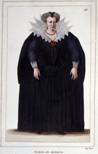 Porträt von Maria von Medici (1573 - 1642), Ehefrau von Heinrich IV. und Mutter von Ludwig XIII. Gravur von 1830 von Unknown artist