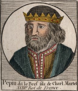 Porträt von Pippin III. genannt Pippin der Kurze (714-768) König von Frankreich - Pippin III. (714-768) König der Franken - Gravur aus „Instruction sur l