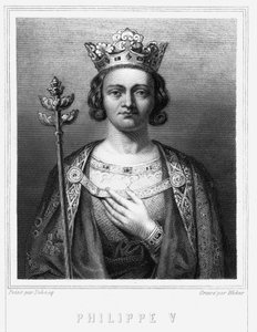 Porträt von Philipp V. der Lange (1294 - 1322), König von Frankreich - in „Histoire des Français“ von Lavallée, Gravur, sd
