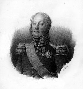 Porträt von Pierre Claude, Graf Pajot, genannt Pajol (1772-1844), französischer General, Radierung des 19. Jahrhunderts