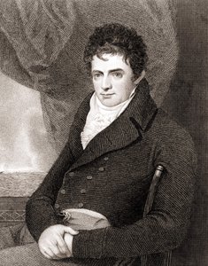 Porträt von Robert Fulton (1765 - 1815), amerikanischer Schiffbauingenieur (Nautilus). Gravur des 19. Jahrhunderts