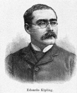 Porträt von Rudyard Kipling (1865-1936), britischer Schriftsteller und Dichter, Gravur 19. Jahrhundert von Unknown artist