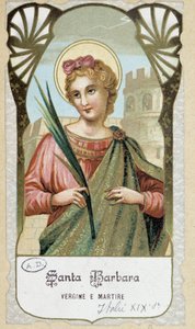 Porträt von „Santa Barbara vergine e martire“, italienisches Andachtsbild