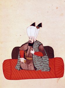 Porträt von Sultan Amurat III. (1574-1595) Miniatur aus einem Manuskript Cicogna des 19. Jahrhunderts (1828) nach einem Original des 17. Jahrhunderts (1671) von Unknown artist