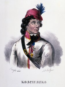 Porträt von Thaddeus (Tadeusz) Kosciuszko (Kosciusko), polnischer Soldat (1746-1817). Gravur des 19. Jahrhunderts