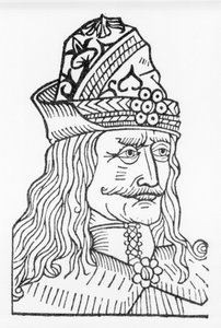 Porträt von Vlad Tepes III, dem Pfähler oder Dracula (1431-1476), ein Fürst, der Bram Stoker zu der Figur Dracula inspirierte, einem Roman aus dem Jahr 1897. von Unknown artist