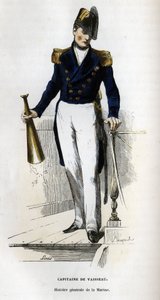 Porträt eines Schiffskapitäns. In „Allgemeine Geschichte der Marine“ von Van Tenac.