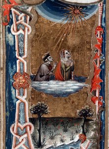 Porträt des italienischen Dichters Dante Alighieri mit Beatrice, in der Göttlichen Komödie - Miniatur von Unknown artist