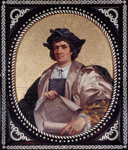 Porträt des italienischen Seefahrers Christoph Kolumbus (Christoph Kolumbus, Cristoforo Colombo, Cristóbal Colón) (1451-1506) Mosaik von Unknown artist