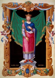 Porträt von Ludwig VII. dem Jüngeren (1120-1180), König von Frankreich. Miniatur in Recueil des rois de France von Jean du Tillet